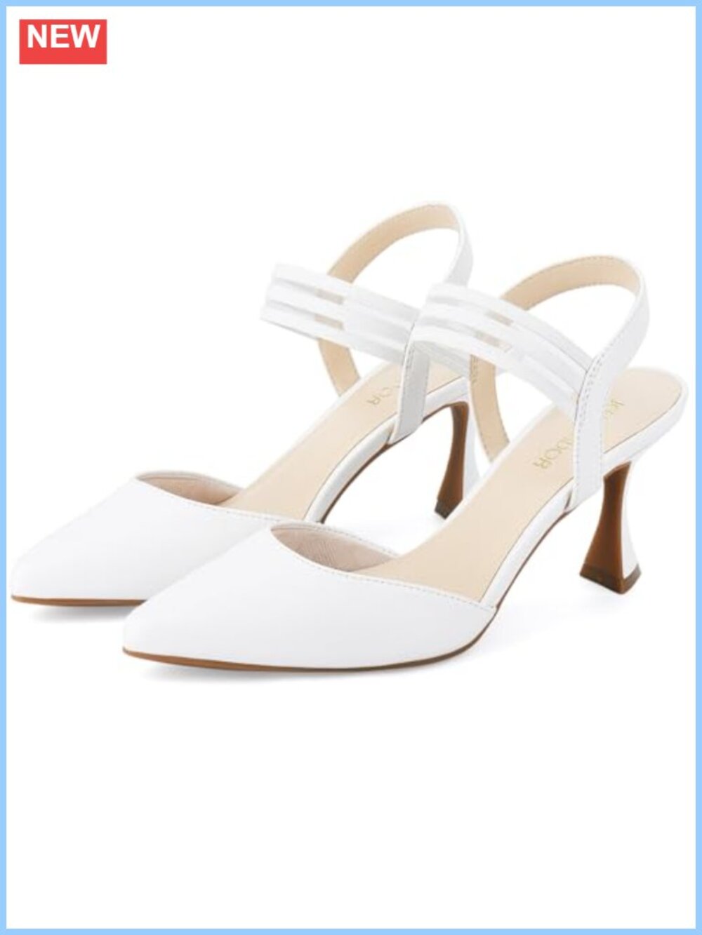Women's Kitten Heel Slingback Pumps Pointed Toe Ankle Strap Dress Shoes
